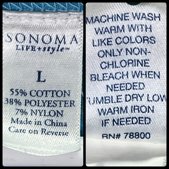 Sonoma Striped Mid Weight Short Sleeve Sleep Tee Shirt Size L Blue Gray Yellow - Picture 6 of 11